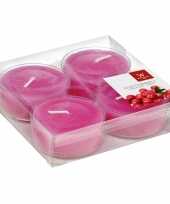 4x maxi geurgeurkaarsen cranberry roze 8 branduren